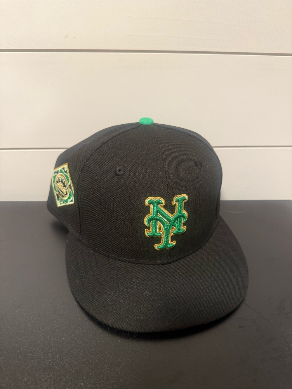 Black and Green MLB New York Mets Fitted Cap 7 1/8
